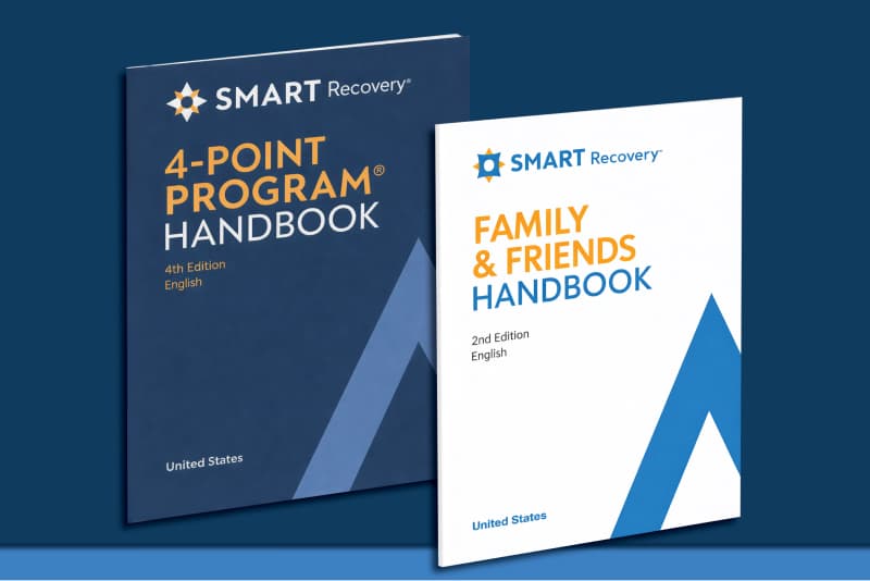 The covers of the 4-Point Program and Family & Friends SMART Recovery Handbooks.